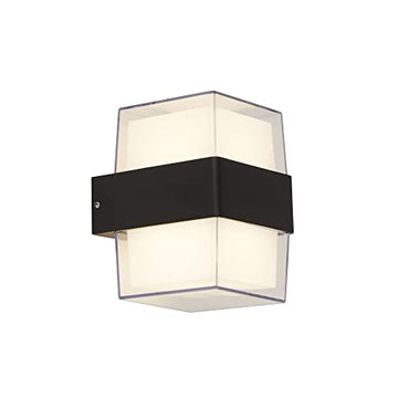 2 Light LED Black & Opal Outdoor Up/Down Lighter Wall Light