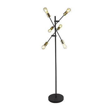 Armstrong 6 Light Black & Satin Brass Floor Lamp