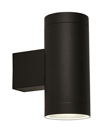 2 Light Black Outdoor Porch Up & Down Wall Light With Dusk Till Dawn Sensor