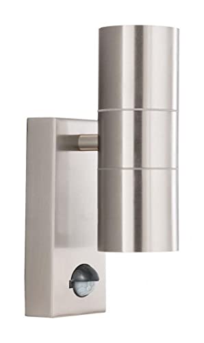 2 Light Black Steel Outdoor Security Wall Light