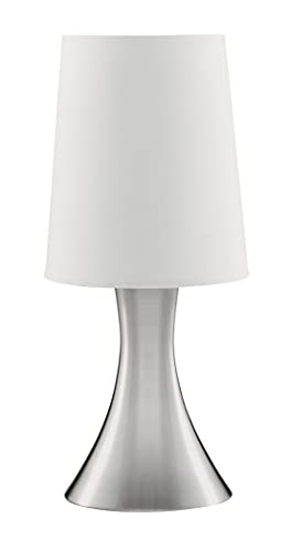 Satin Silver Touch Desk Table Lamp With White Bedside Office Light