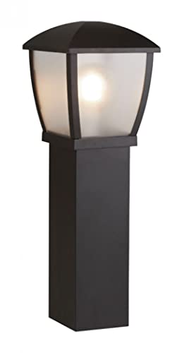 Seattle 73cm Black & Clear Frosted Panels IP44  Outdoor Post