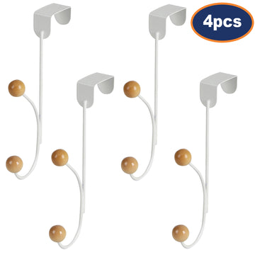 4Pcs Cream Over The Door Dual Hook
