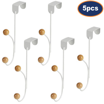 5Pcs Cream Over The Door Dual Hook