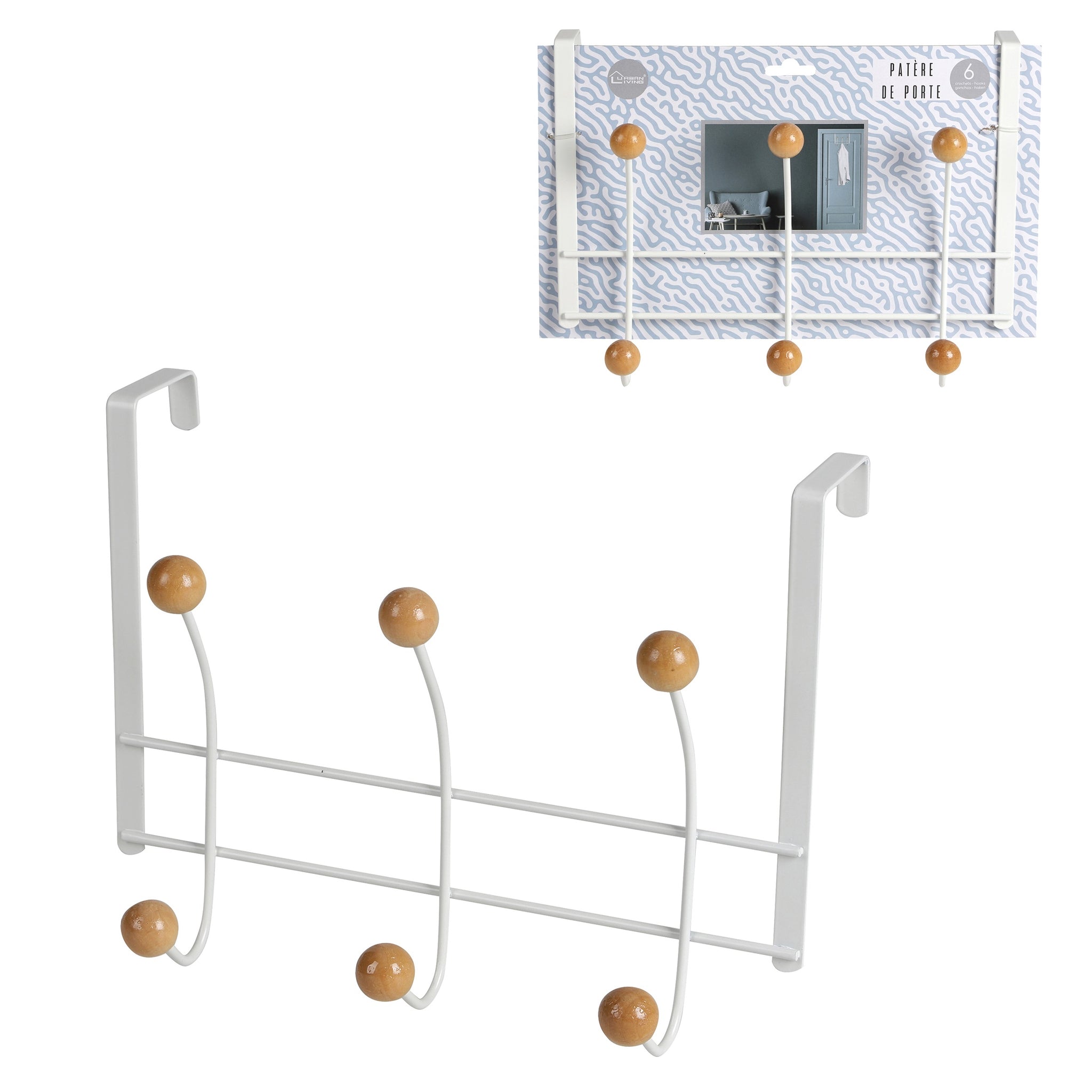 6 Hook Cream Hanging Holder Organiser