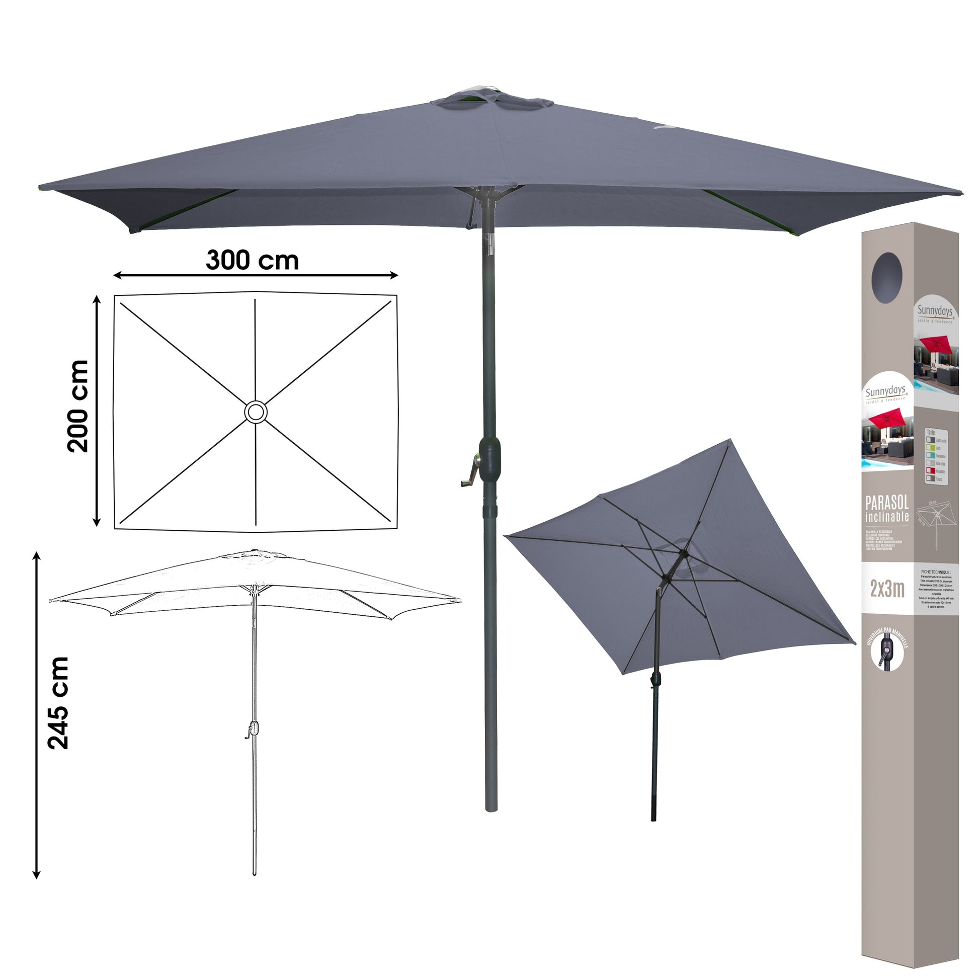 Metal Grey Polyester Waterproof UV Umbrella Parasol