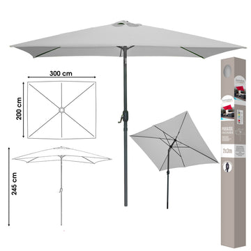 2x3 Meter Metal Light Grey Waterproof UV Umbrella Parasol