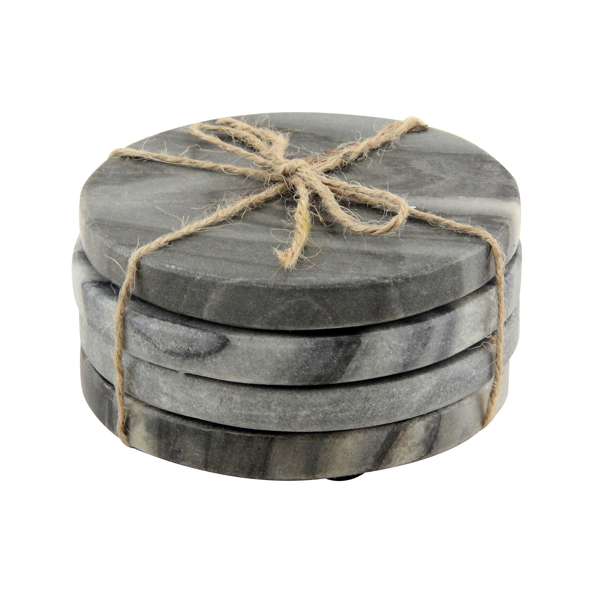 4Pcs Black Marble Round Coasters