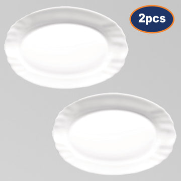 2Pcs Bormioli Rocco 22cm Oval Glass Serving Plate