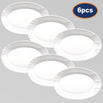 6Pcs Bormioli Rocco 22cm Oval Glass Serving Plate