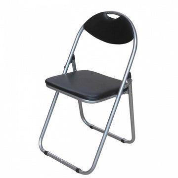 Black Faux Leather Folding Padded Chair Seat