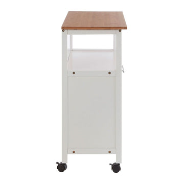 White and Bamboo Top 1 Drawer Kitchen Trolley