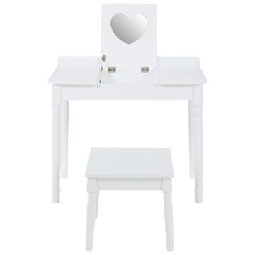 White Children's Makeup Table And Chair With Mirror