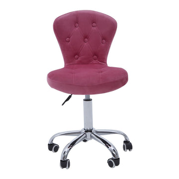 Pink Velvet Buttoned Home Office Chair