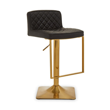 2 Pieces Baina Black and Gold Bar Stool With Square Base