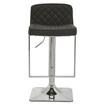 2 Pieces Baina Black and Chrome Bar Stool With Square Base