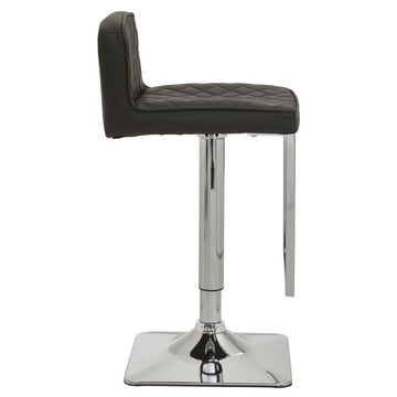 2 Pieces Baina Black and Chrome Bar Stool With Square Base