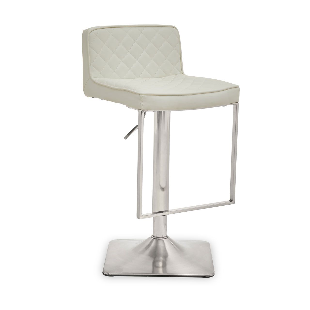 2 Pieces Baina White and Chrome Square Base Bar Stool