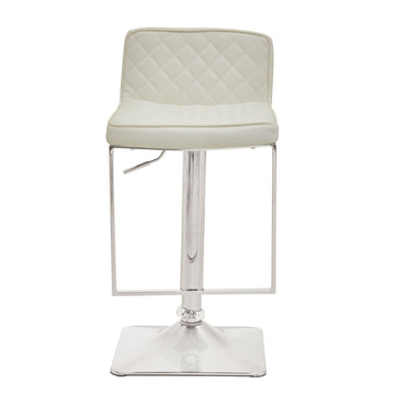 2 Pieces Baina White and Chrome Square Base Bar Stool