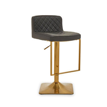 2 Pieces Baina Dark Grey and Gold Square Base Bar Stool