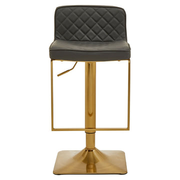 2 Pieces Baina Dark Grey and Gold Square Base Bar Stool