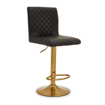 2 Pieces Baina Black Gold Bar Stool With Round Base