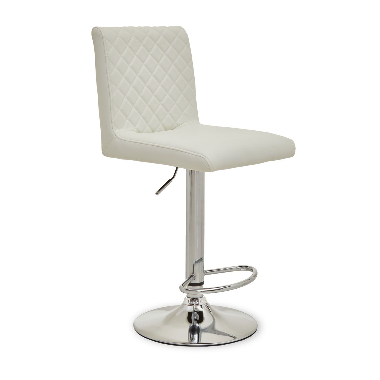 2 Pieces Baina White Chrome Bar Stool With Round Base