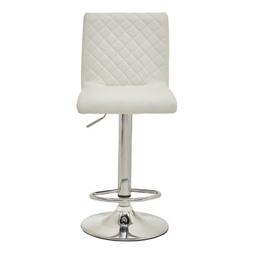 2 Pieces Baina White Chrome Bar Stool With Round Base