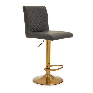 2 Pieces Baina Dark Grey Gold Bar Stool With Round Base