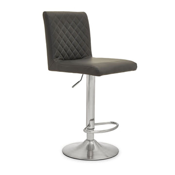 2 Pieces Baina Dark Grey Chrome Bar Stool With Round Base