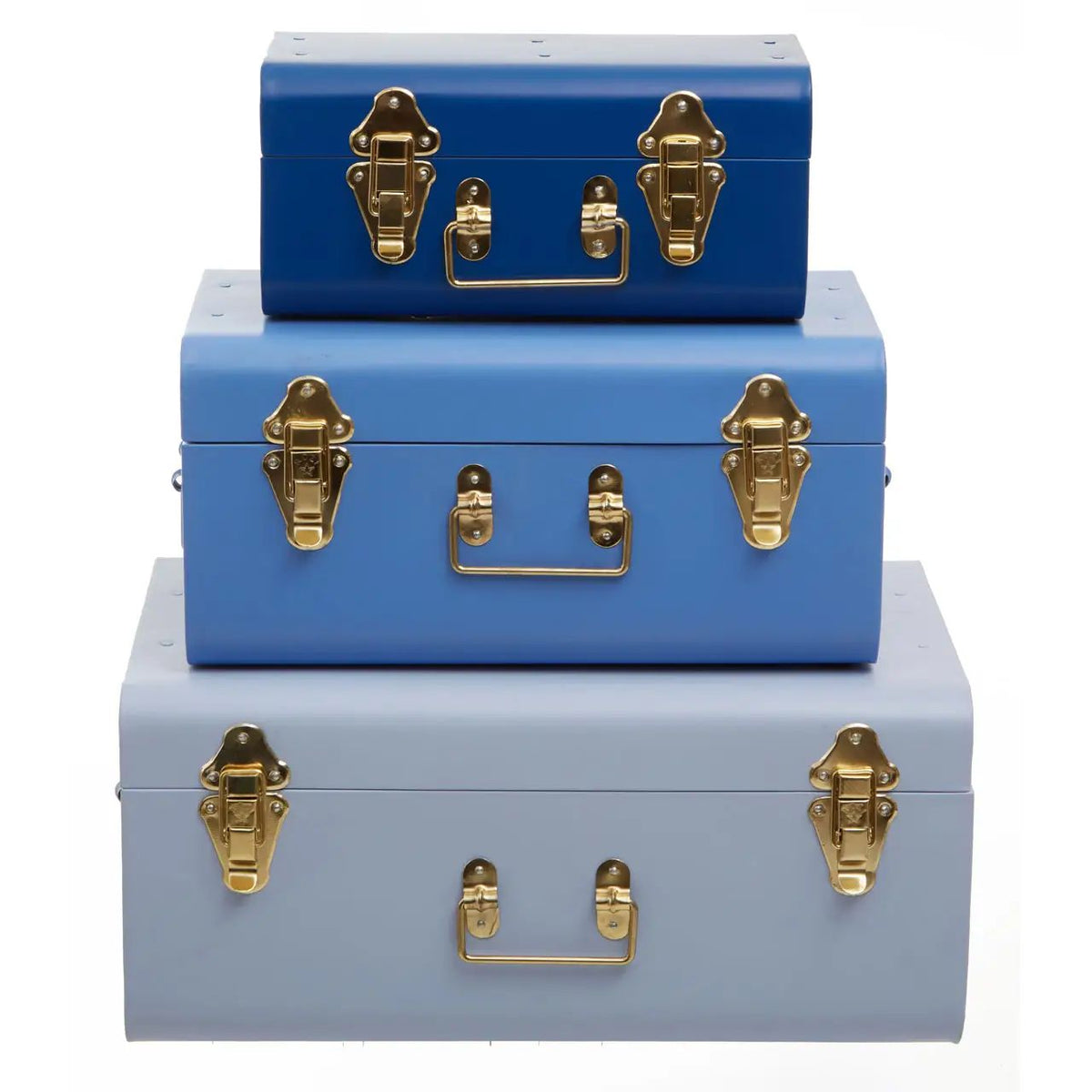 Metallique Set of 3 Blue Assorted Storage Trunk
