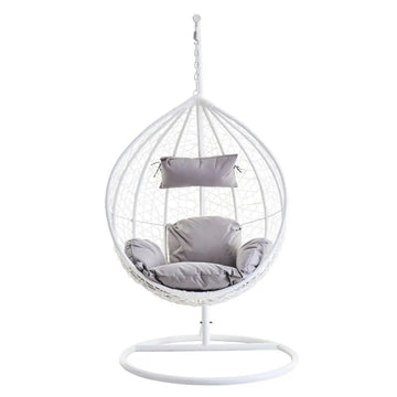 White Rattan Hanging Egg Chair