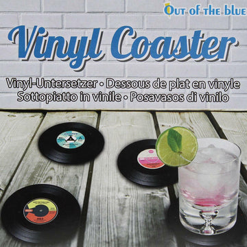 Set of 4 Retro Vinyl Record Cup Glass Coasters