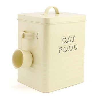 Home Sweet Home Cream Cat Food Storage Tin