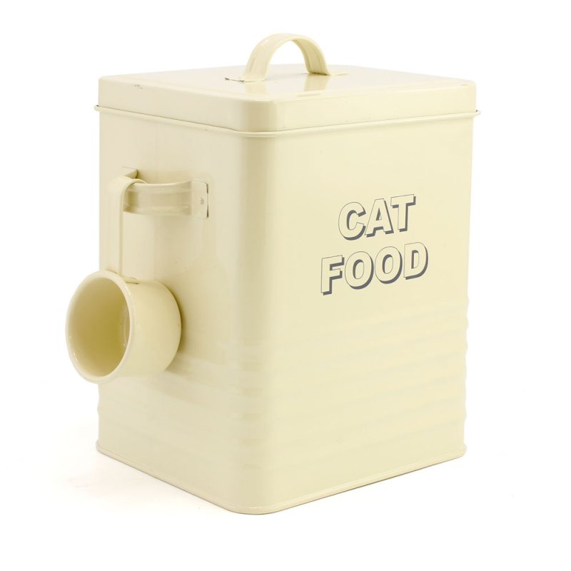 Home Sweet Home Cream Cat Food Storage Tin