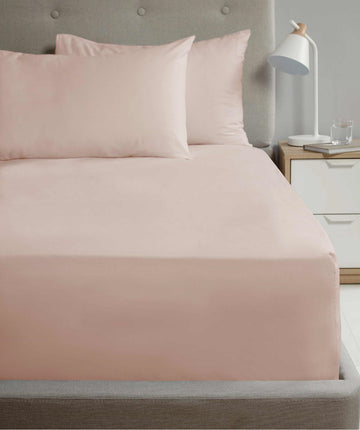 Percale Double Fitted Sheet 25cm Deep - Blush Pink