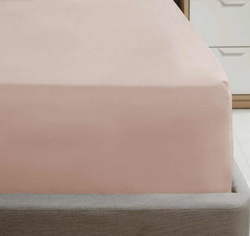 Percale Double Fitted Sheet 25cm Deep - Blush Pink