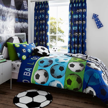 Catherine Lansfield Football Double Duvet Cover Set - Blue