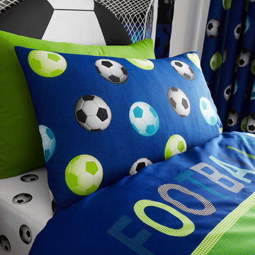 Catherine Lansfield Football Double Duvet Cover Set - Blue