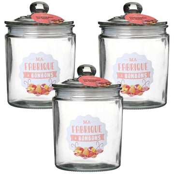 3Pcs 1.9L Glass Storage Jar With Airtight Lid