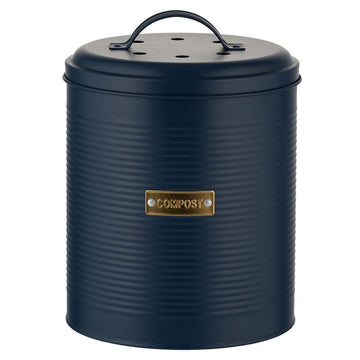 Blue Coated Steel Labelled Kitchen Waste Compost Tin With Lid