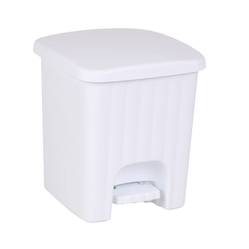 Plastic 5 Litre White Bin with Pedal Lid Waste Dustbin