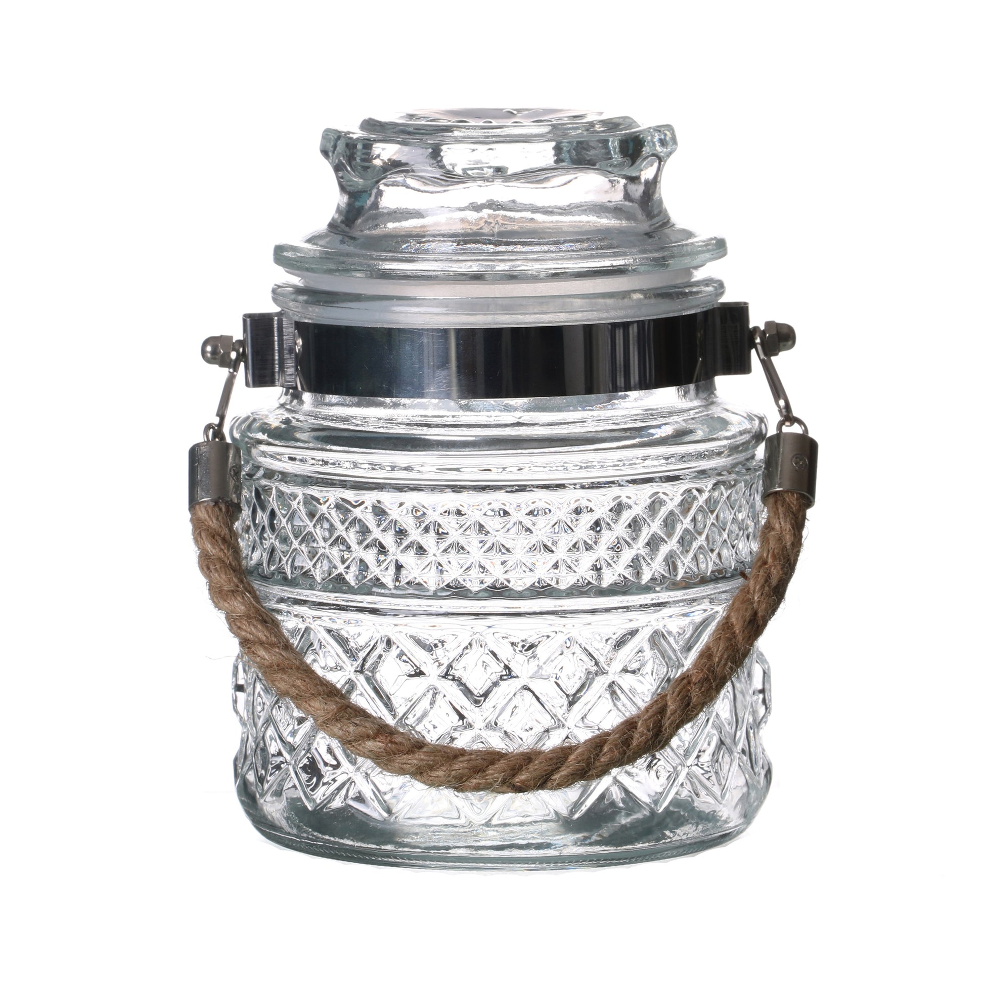 1L Glass Storage Jar With Airtight Lid & Rope Handle