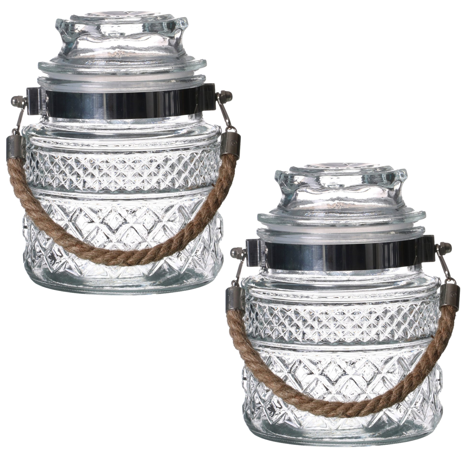 2Pcs 1L Glass Storage Jar With Airtight Lid & Rope Handle