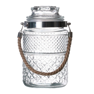 1.8L Glass Storage Jar With Airtight Lid & Rope Handle