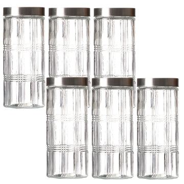 6Pcs 2.2L Glass Pasta Storage Jar