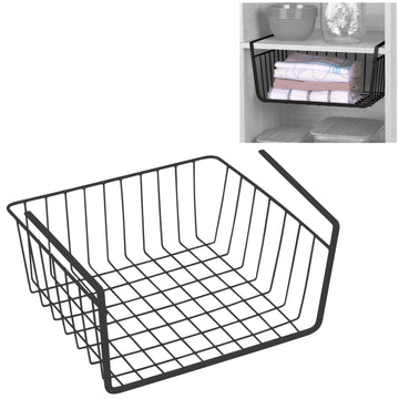 30cm Black Clip On Under Shelf Metal Storage Basket