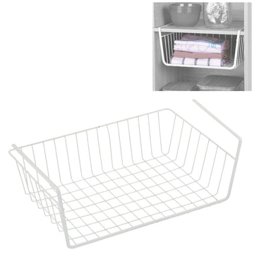 White Clip On Under Shelf Metal Storage Basket