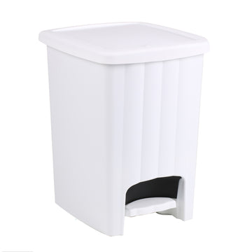 Plastic 20 Litre White Bin with Pedal Lid Waste Dustbin