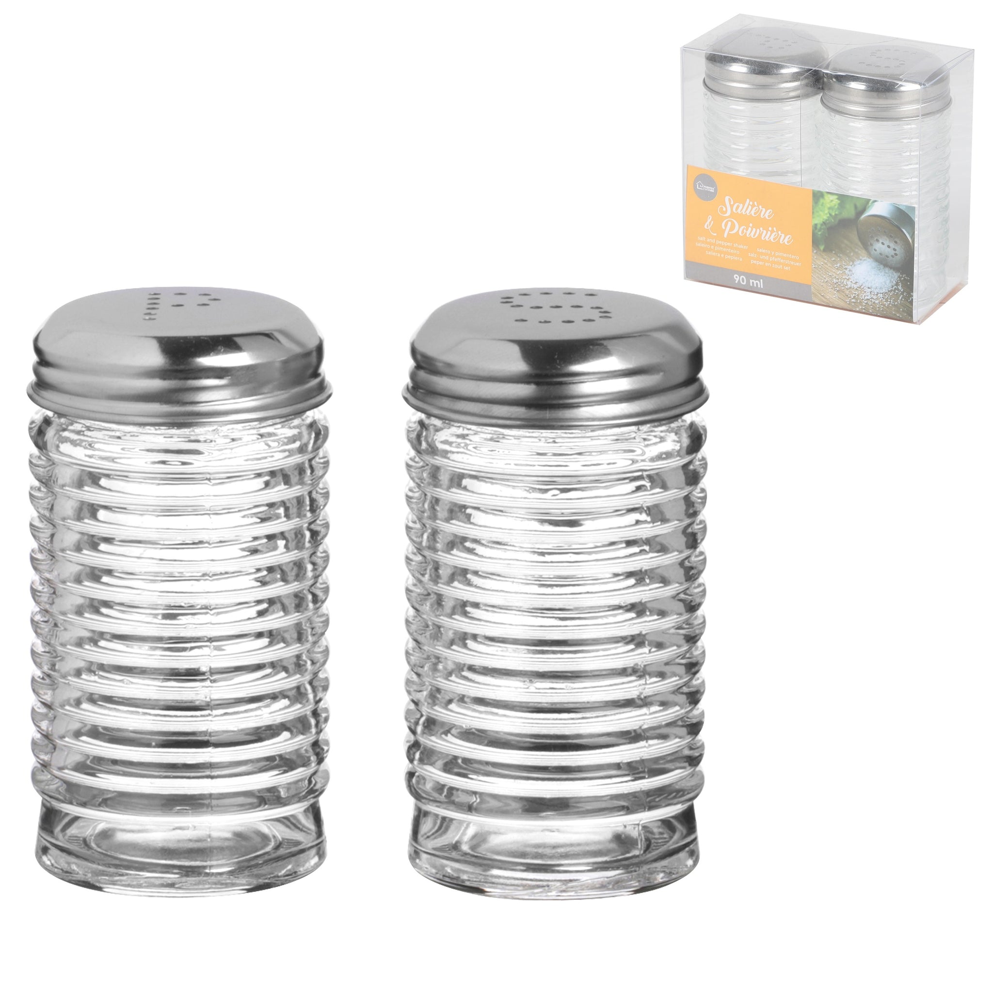 Small Round Shape Glass Salt and Pepper Condiments Holder